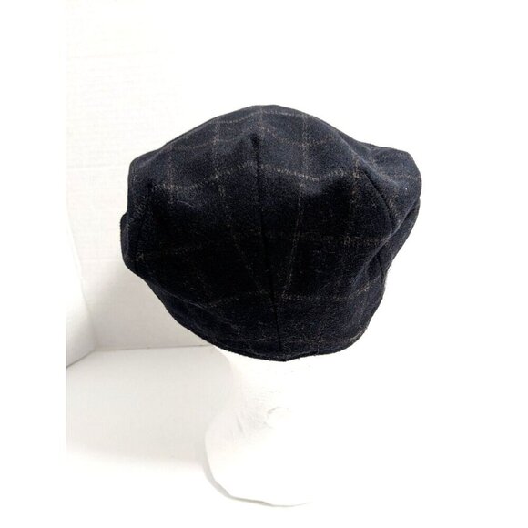 Country Gentleman Wool Blend Newsboy Cap Hat Medium Dark Gray Plaid Fitted - Picture 3 of 7